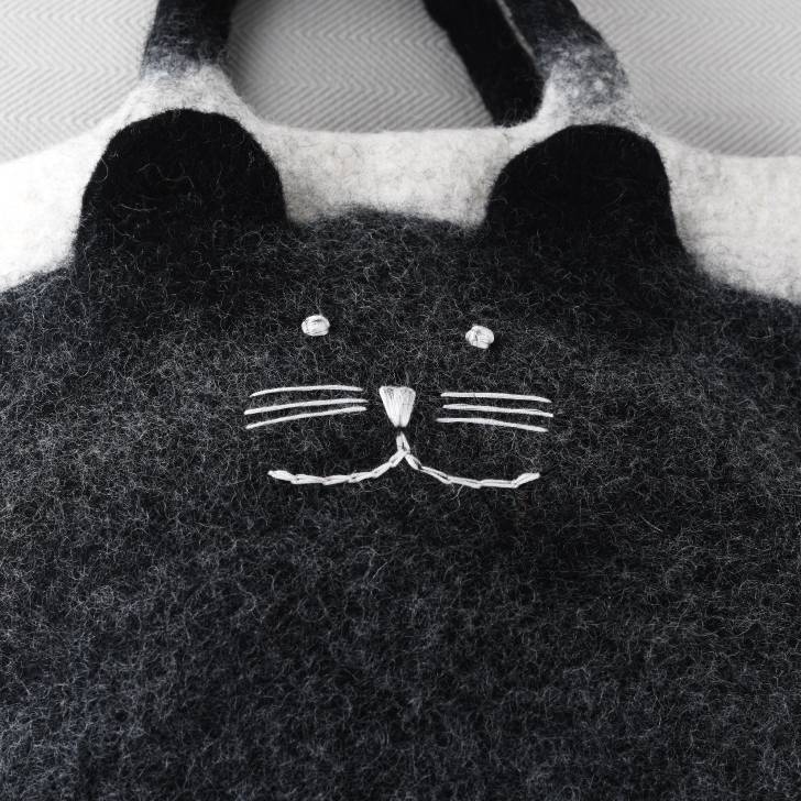 Handgemachte handgemachte Katze Wollfilz Handtasche