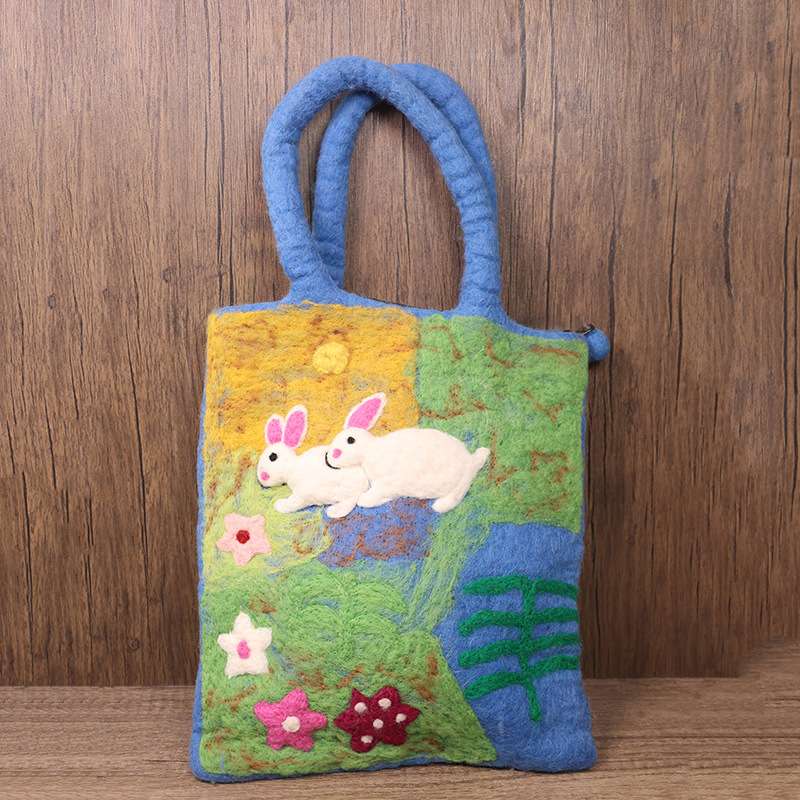 Handgemachte Tasche Wollfilz Handtasche Große Hasengesicht Tote