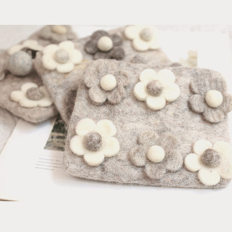 Kleine Geldbörse aus Wollfilz, süße Geldbörse mit Blumenmuster zum Einkaufen