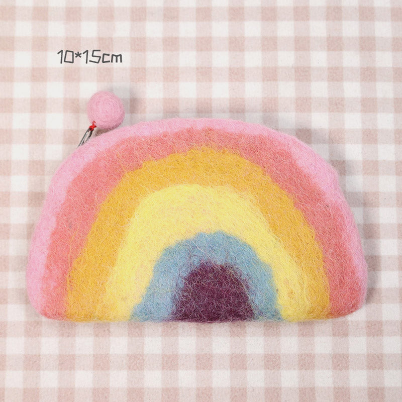 Süße Regenbogen-Brieftasche, weiche Wollfilz-Aufbewahrungsgeldbörse für Frauen