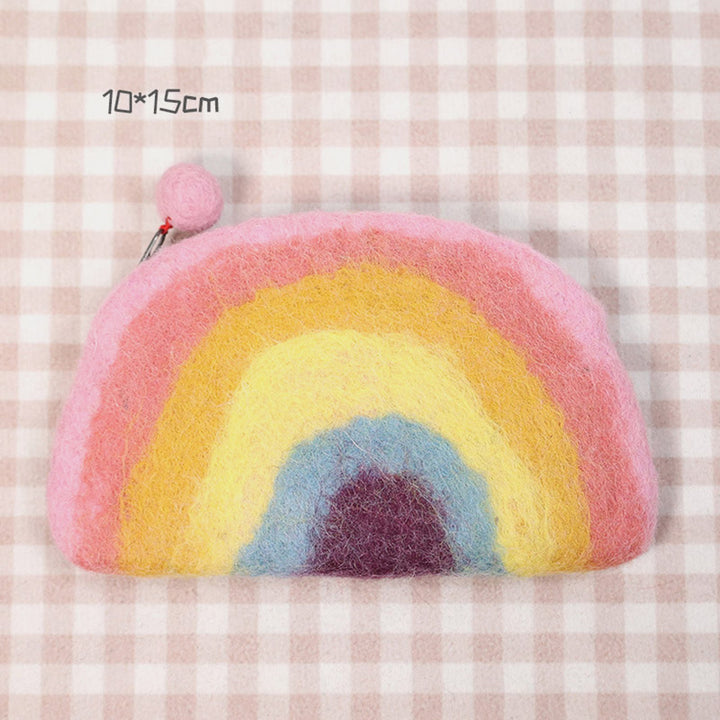Süße Regenbogen-Brieftasche, weiche Wollfilz-Aufbewahrungsgeldbörse für Frauen