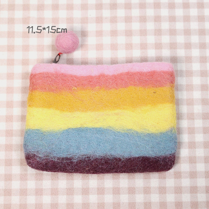 Süße Regenbogen-Brieftasche, weiche Wollfilz-Aufbewahrungsgeldbörse für Frauen