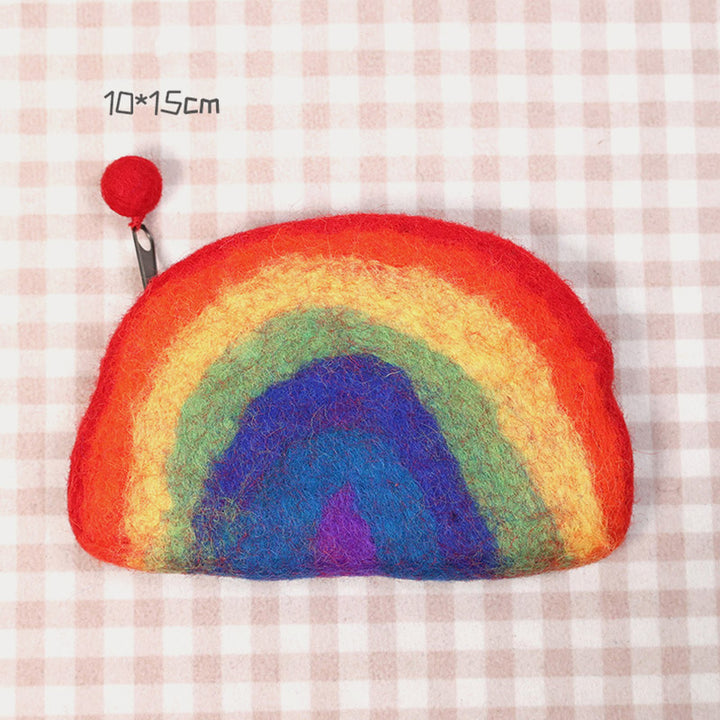 Süße Regenbogen-Brieftasche, weiche Wollfilz-Aufbewahrungsgeldbörse für Frauen