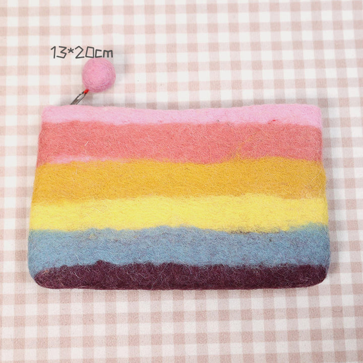 Süße Regenbogen-Brieftasche, weiche Wollfilz-Aufbewahrungsgeldbörse für Frauen