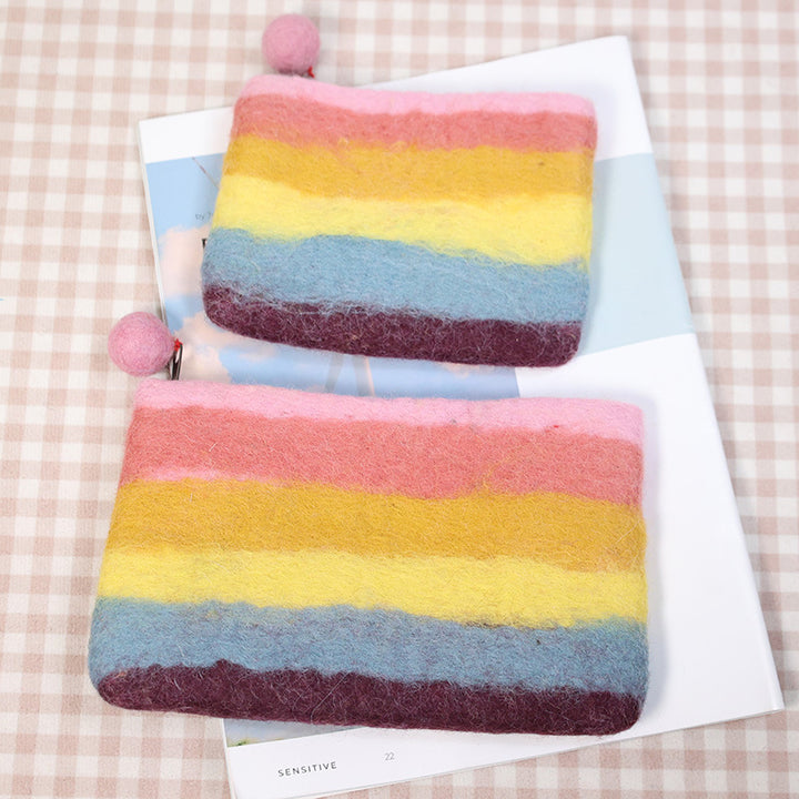 Süße Regenbogen-Brieftasche, weiche Wollfilz-Aufbewahrungsgeldbörse für Frauen