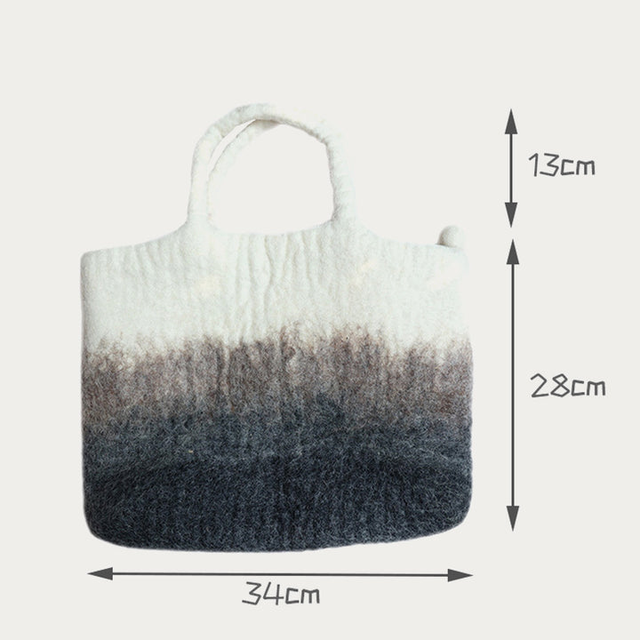 Natürliche, farblich passende Handtasche für Damen aus Wollfilz