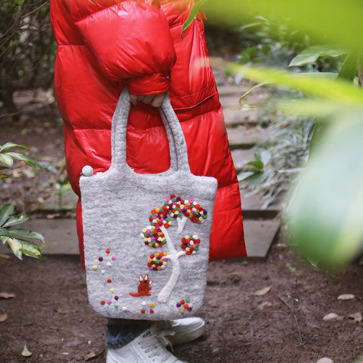 Bunte Tote mit Punktdekor aus weichem Wollfilz für Damen
