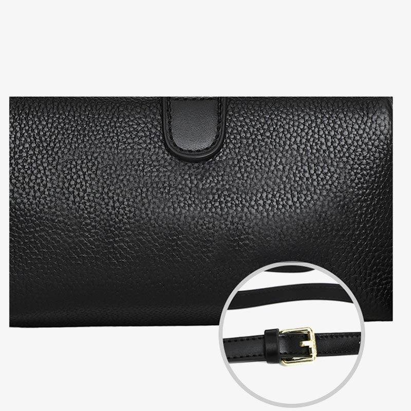 Horizontale Umhängetasche aus echtem Leder, elegante Geldbörse für Pendler