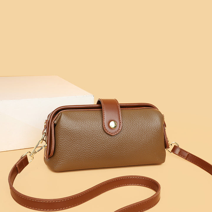Horizontale Umhängetasche aus echtem Leder, elegante Geldbörse für Pendler