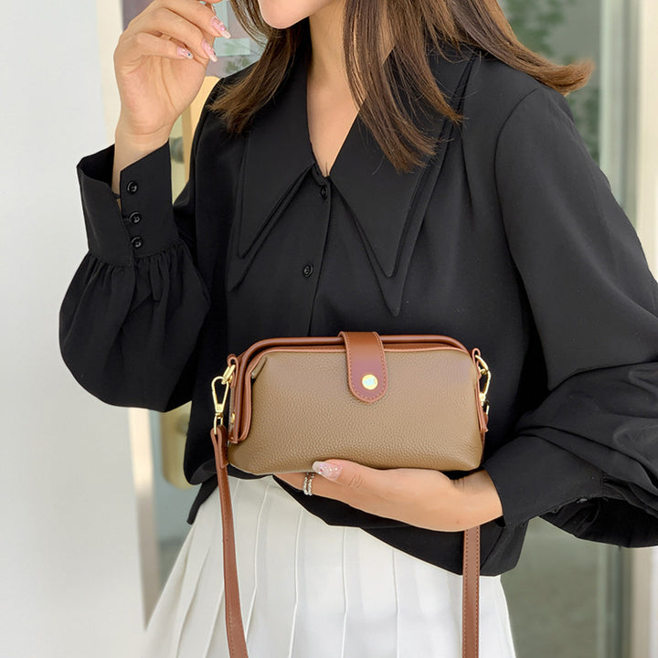 Horizontale Umhängetasche aus echtem Leder, elegante Geldbörse für Pendler
