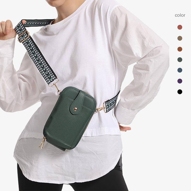 Umhängetasche mit zwei Fächern für Damen, Akkordeon-Telefontasche