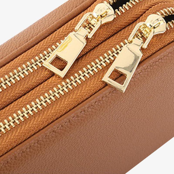 Umhängetasche mit zwei Fächern für Damen, Akkordeon-Telefontasche