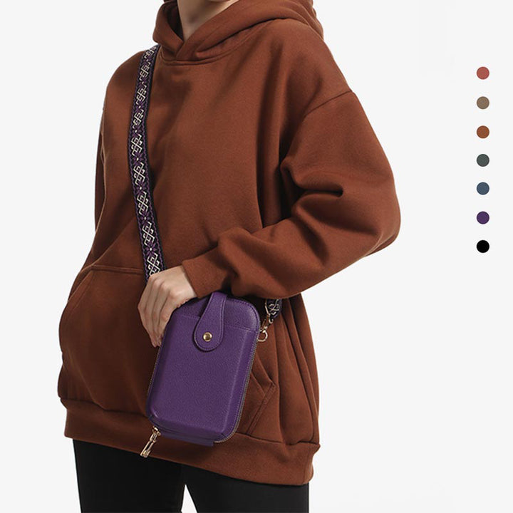 Umhängetasche mit zwei Fächern für Damen, Akkordeon-Telefontasche