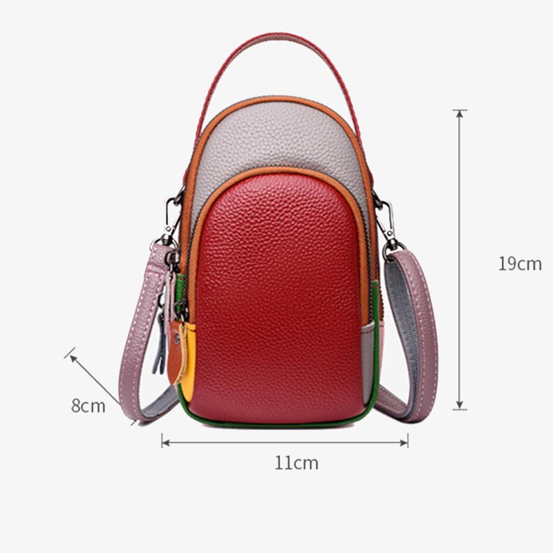 Farblich passende Handytasche aus echtem Leder, Umhängetasche für Damen 