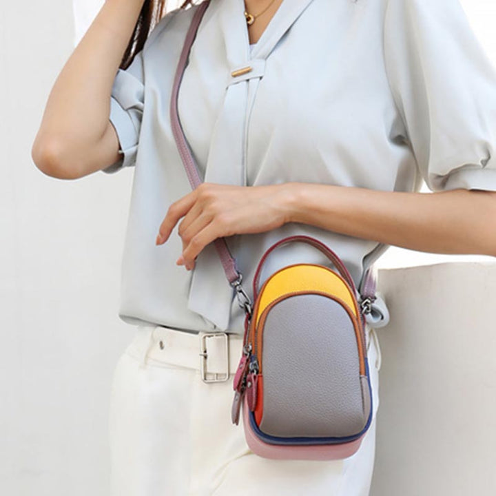 Farblich passende Handytasche aus echtem Leder, Umhängetasche für Damen 