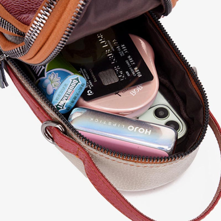 Farblich passende Handytasche aus echtem Leder, Umhängetasche für Damen 