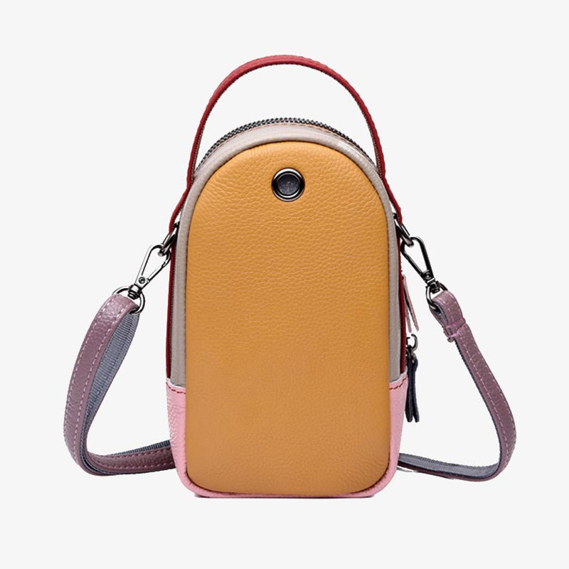 Farblich passende Handytasche aus echtem Leder, Umhängetasche für Damen 