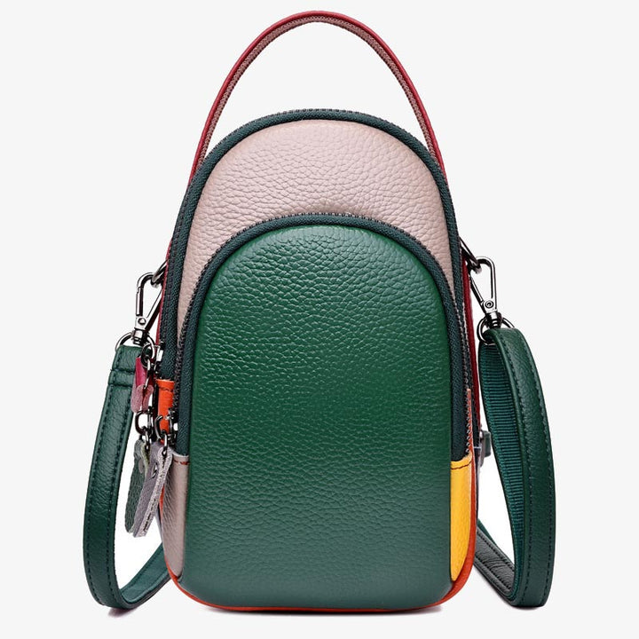 Farblich passende Handytasche aus echtem Leder, Umhängetasche für Damen 