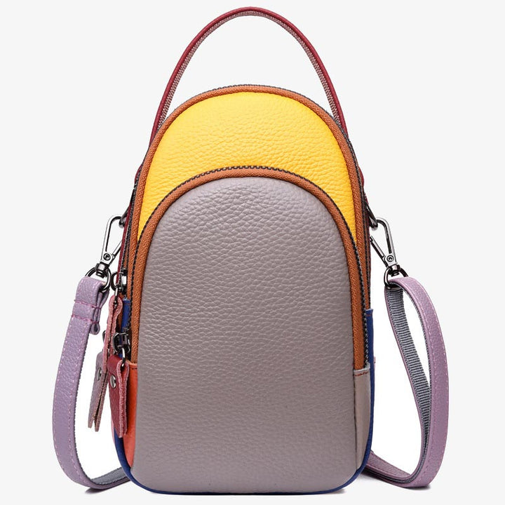 Farblich passende Handytasche aus echtem Leder, Umhängetasche für Damen 