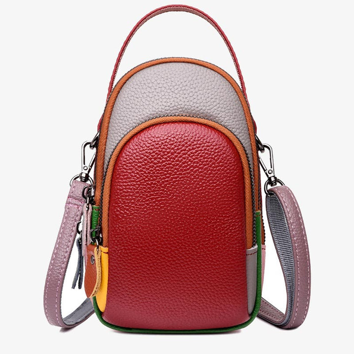 Farblich passende Handytasche aus echtem Leder, Umhängetasche für Damen 