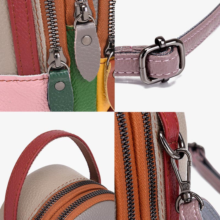 Farblich passende Handytasche aus echtem Leder, Umhängetasche für Damen 