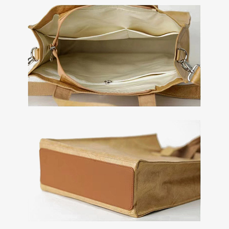 Minimalistische Kraftpapiertasche Damen Herren Umweltfreundliche Umhängetasche
