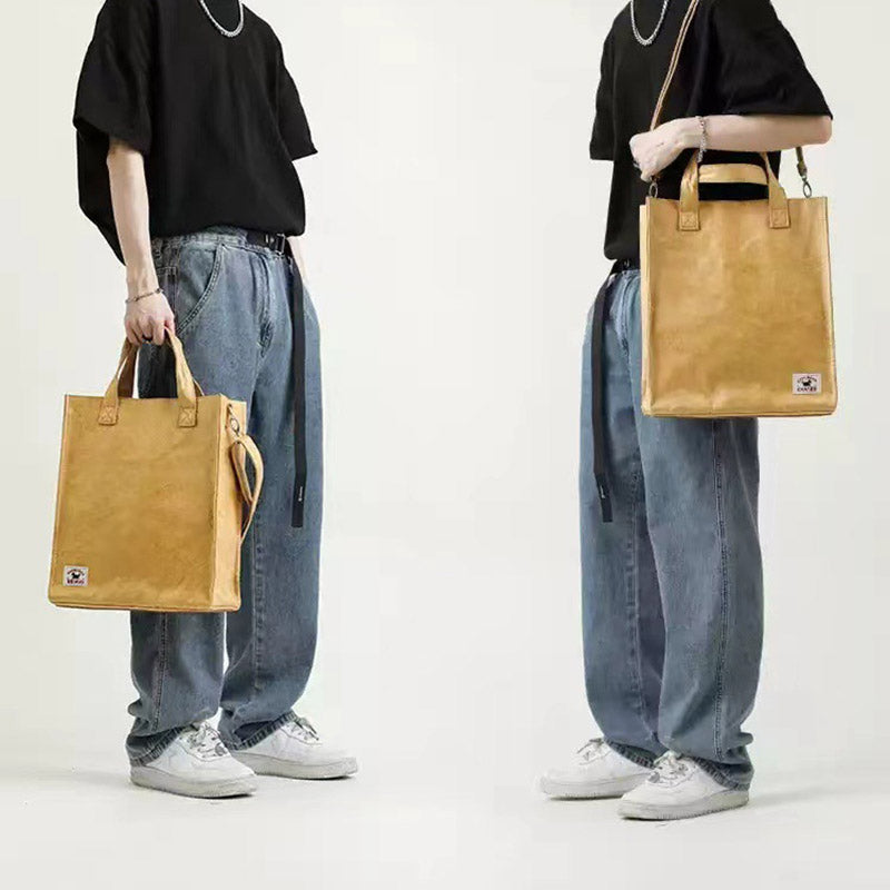 Minimalistische Kraftpapiertasche Damen Herren Umweltfreundliche Umhängetasche