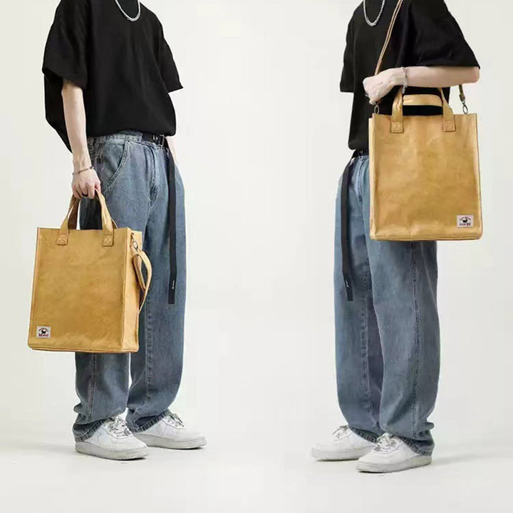 Minimalistische Kraftpapiertasche Damen Herren Umweltfreundliche Umhängetasche