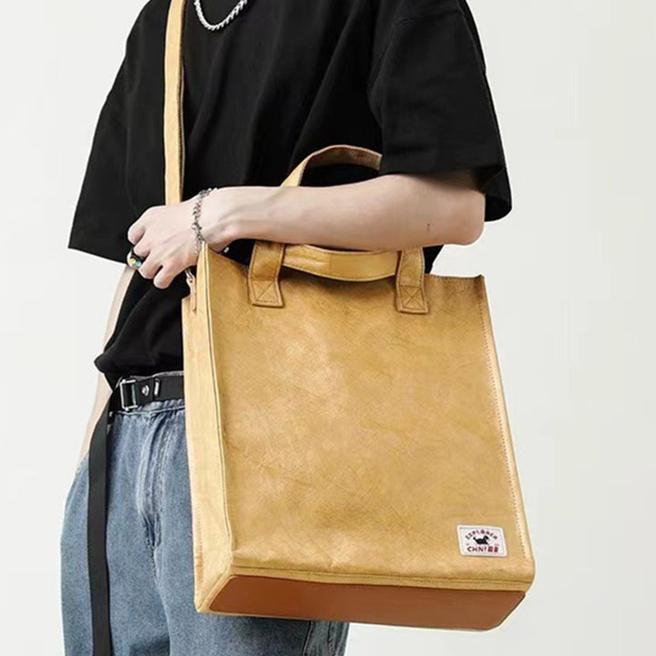 Minimalistische Kraftpapiertasche Damen Herren Umweltfreundliche Umhängetasche