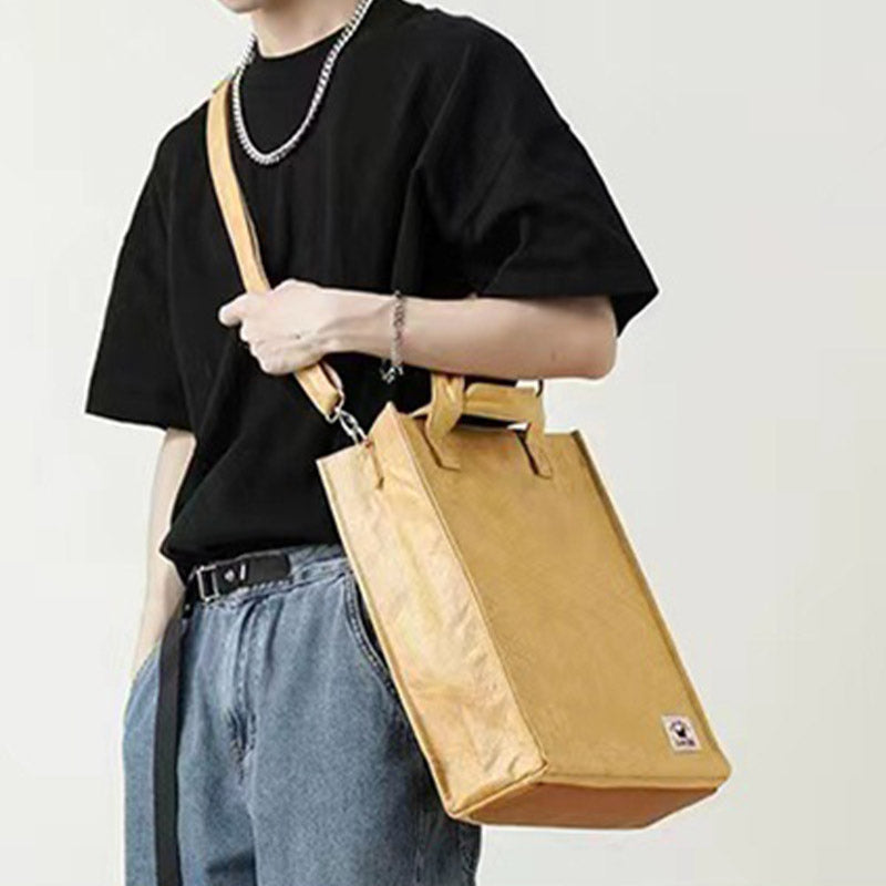 Minimalistische Kraftpapiertasche Damen Herren Umweltfreundliche Umhängetasche