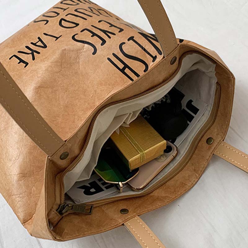 Vintage Umweltfreundliche Tragetasche Wasserdichte Umhängetasche aus Kraftpapier