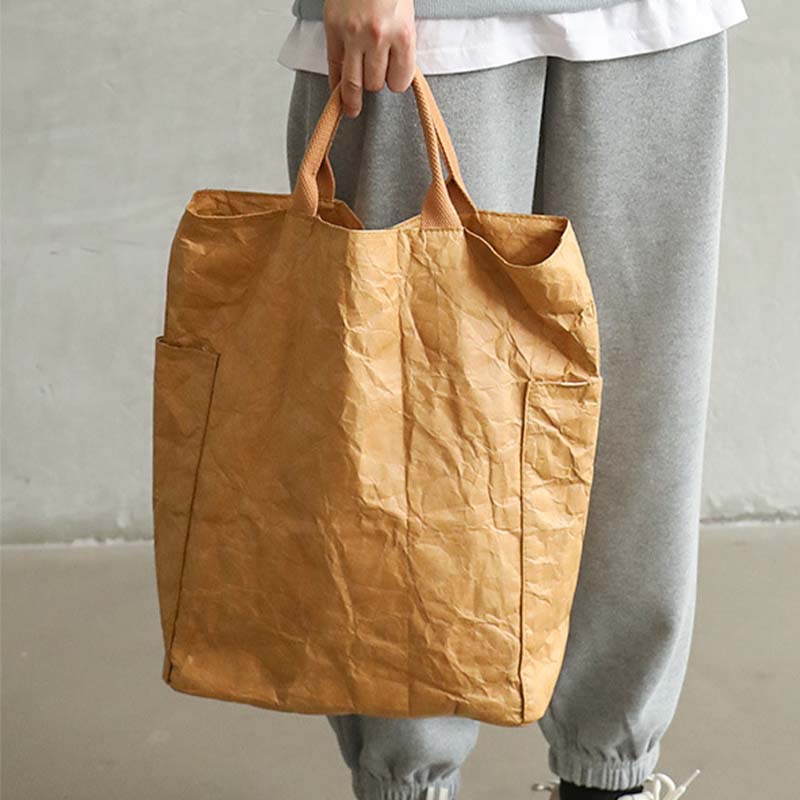 Vintage Plissee Tote Große umweltfreundliche Umhängetasche aus Papier