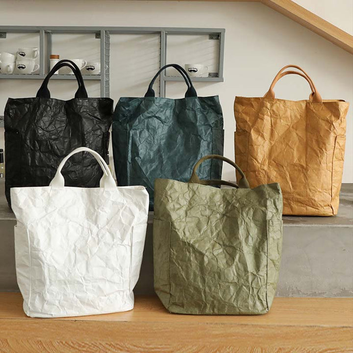 Vintage Plissee Tote Große umweltfreundliche Umhängetasche aus Papier