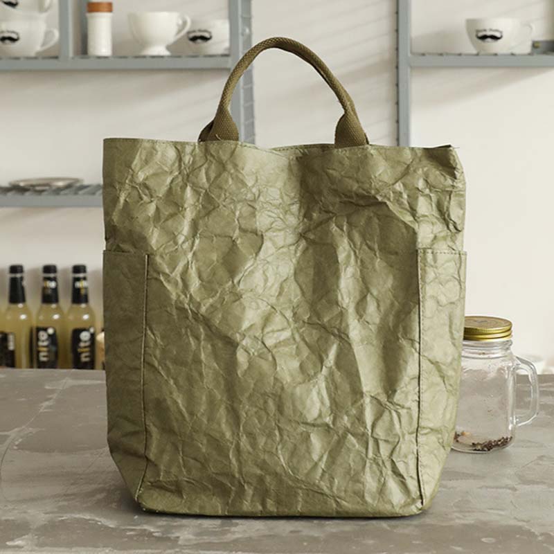 Vintage Plissee Tote Große umweltfreundliche Umhängetasche aus Papier