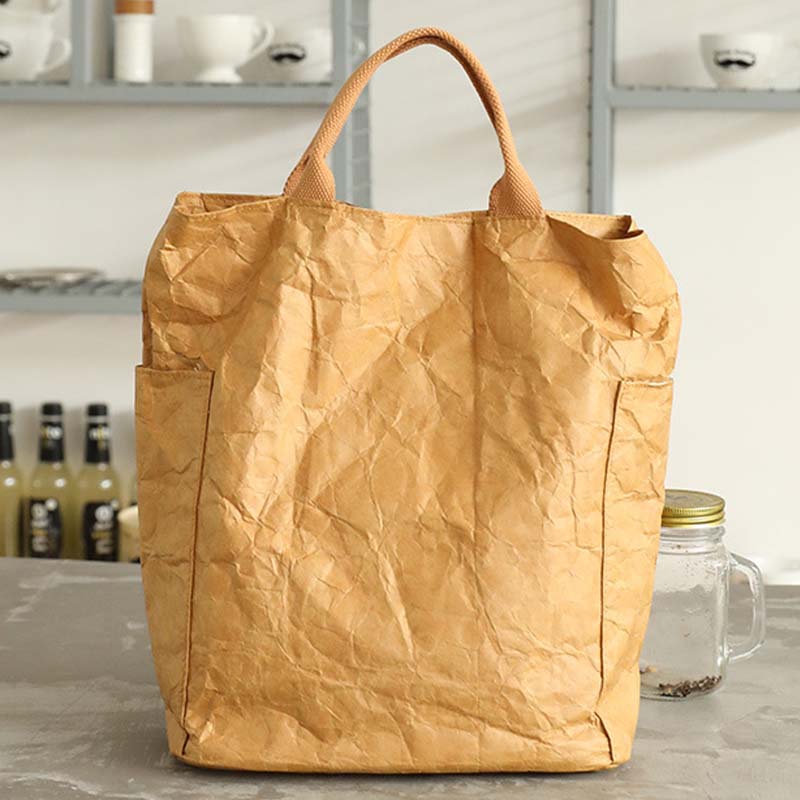 Vintage Plissee Tote Große umweltfreundliche Umhängetasche aus Papier