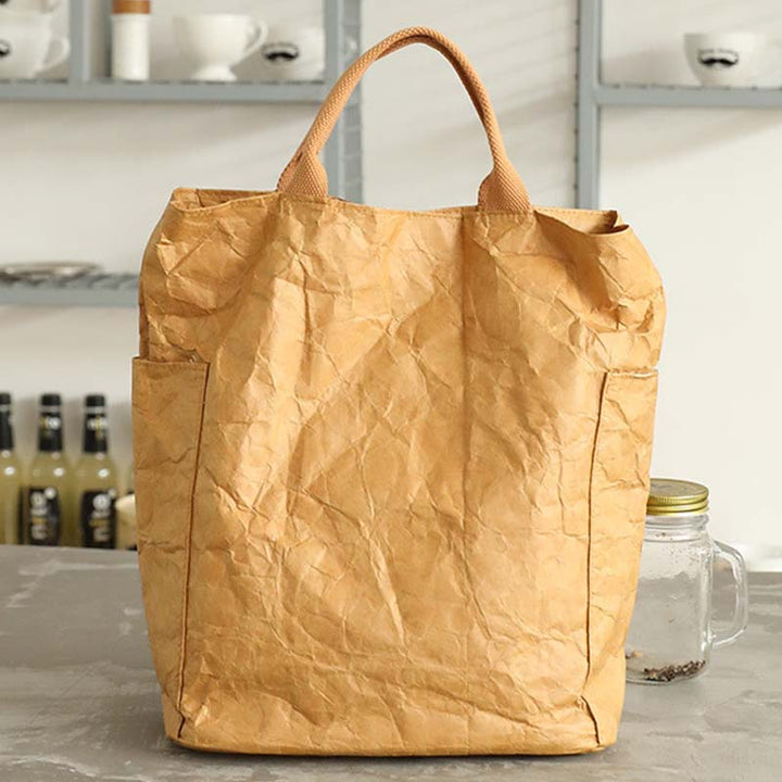 Vintage Plissee Tote Große umweltfreundliche Umhängetasche aus Papier