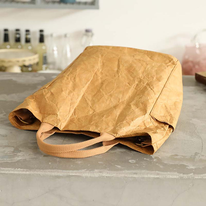 Vintage Plissee Tote Große umweltfreundliche Umhängetasche aus Papier