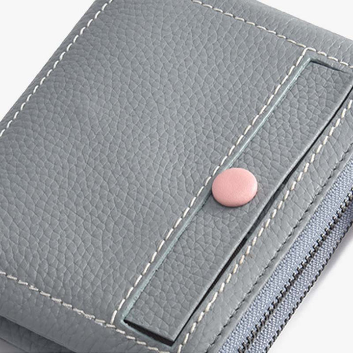 Kurze Geldbörse mit doppeltem Reißverschluss für Damen, kleine, leichte Geldbörse