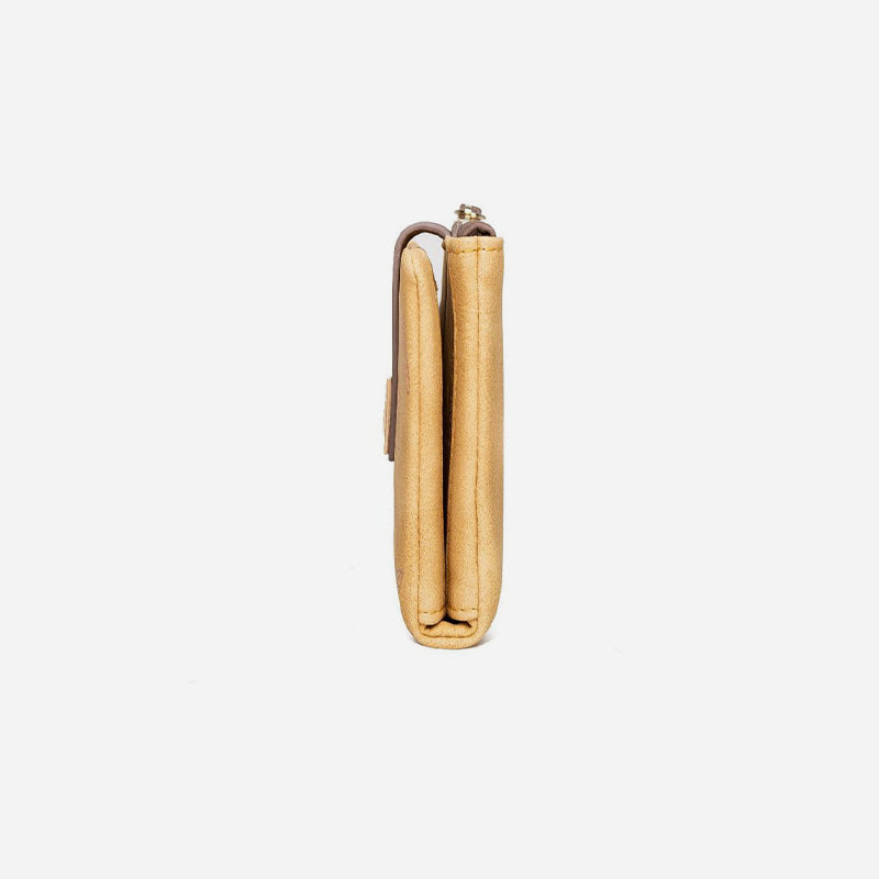 Dreifach gefaltete lange Clutch für Damen im Vintage-Stil, mattiertes Leder