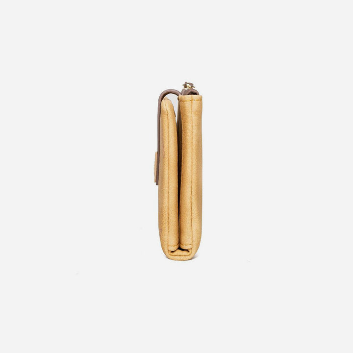 Dreifach gefaltete lange Clutch für Damen im Vintage-Stil, mattiertes Leder