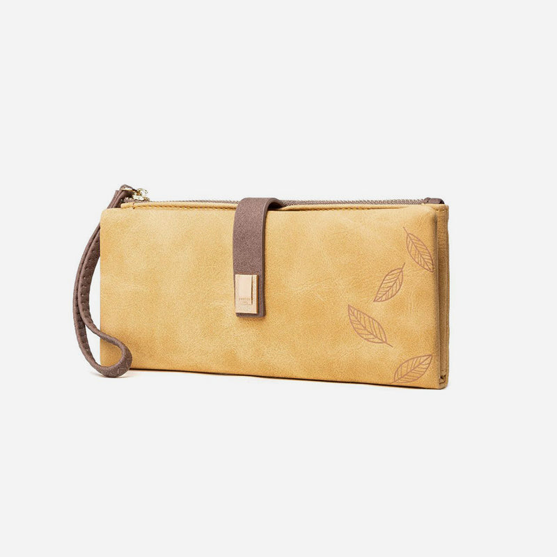 Dreifach gefaltete lange Clutch für Damen im Vintage-Stil, mattiertes Leder