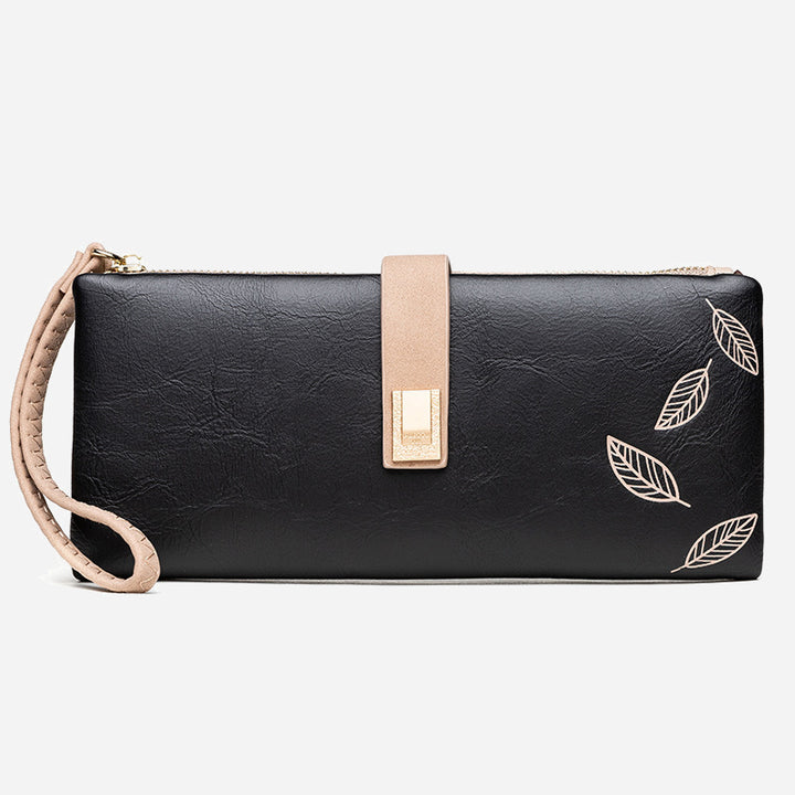 Dreifach gefaltete lange Clutch für Damen im Vintage-Stil, mattiertes Leder