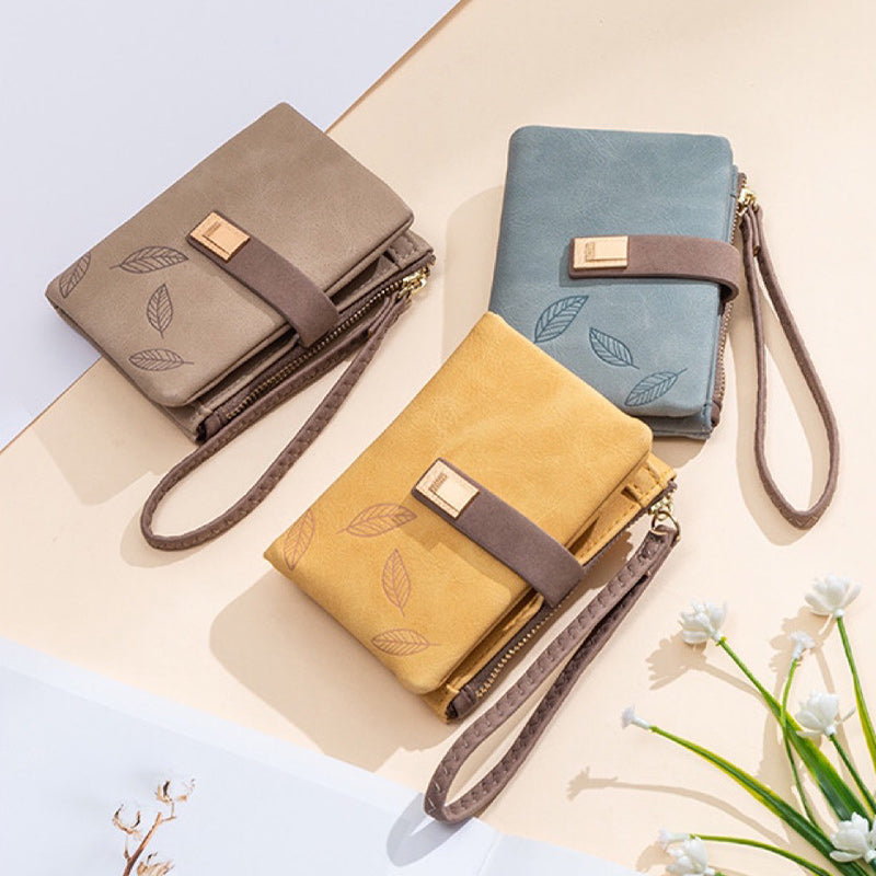 Vintage Bifold Geldbörse für Damen aus mattiertem Leder
