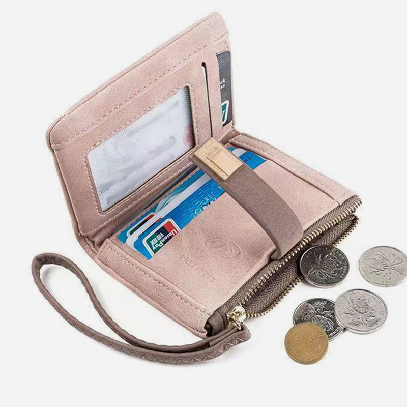 Vintage Bifold Geldbörse für Damen aus mattiertem Leder