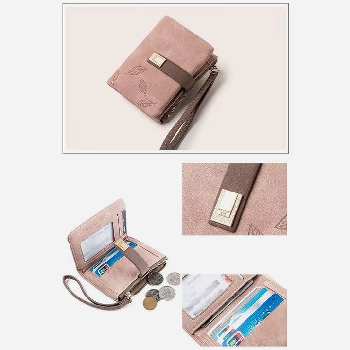 Vintage Bifold Geldbörse für Damen aus mattiertem Leder