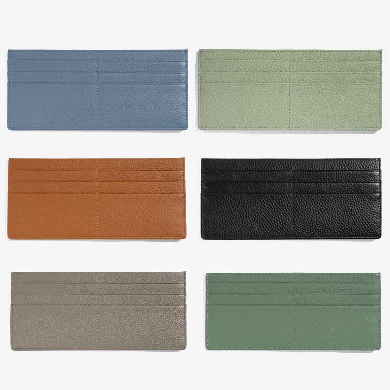 Ultradünne Lederbrieftasche in schlichter Farbe, lange Geldbörse für Damen