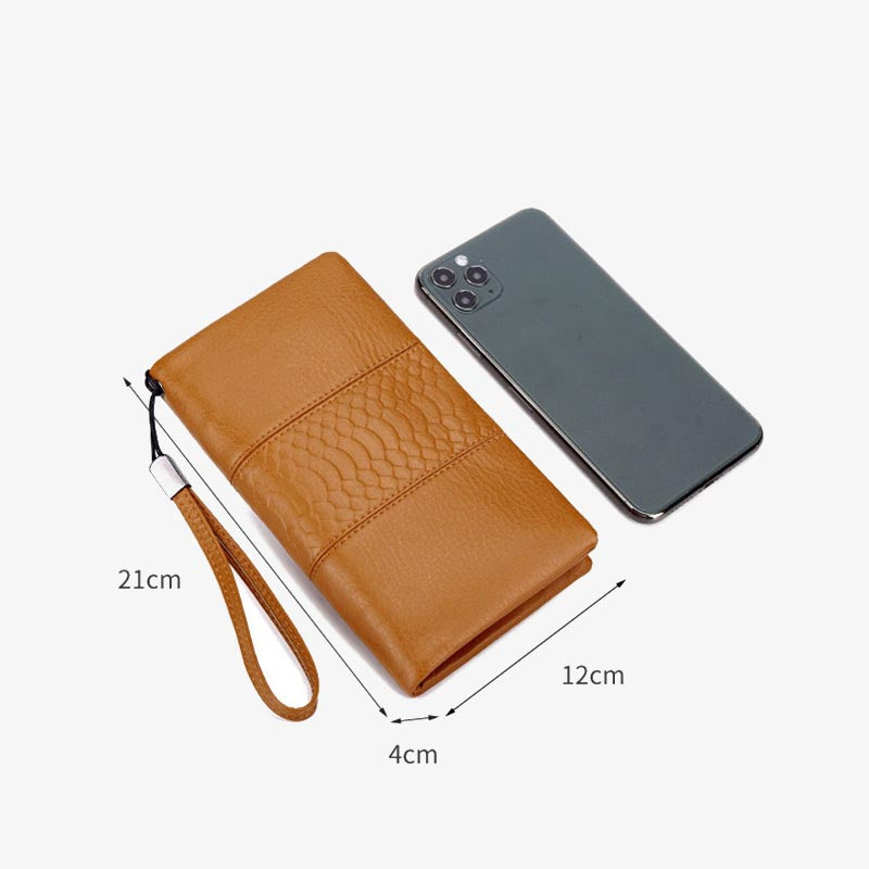 Einfarbige Handytasche mit großer Kapazität aus Leder für Damen