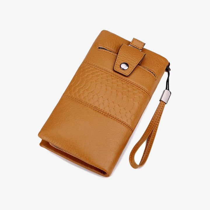 Einfarbige Handytasche mit großer Kapazität aus Leder für Damen