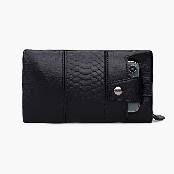 Einfarbige Handytasche mit großer Kapazität aus Leder für Damen