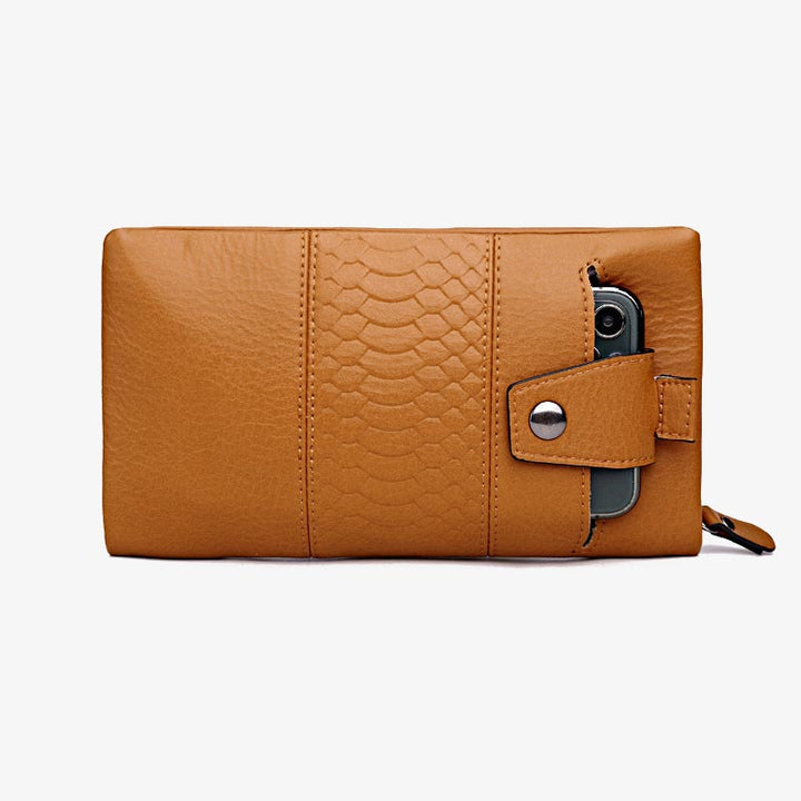 Einfarbige Handytasche mit großer Kapazität aus Leder für Damen
